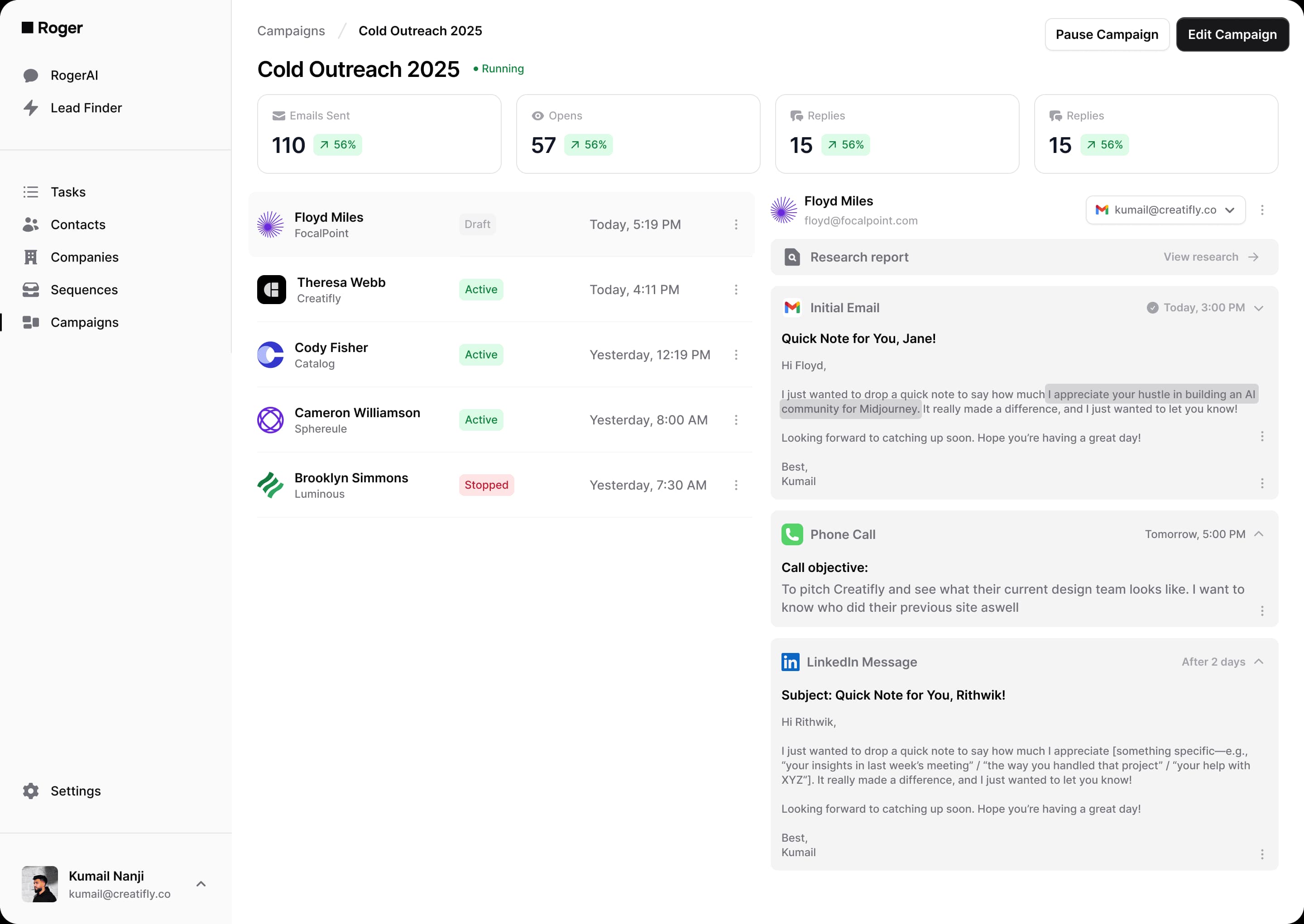 Roger AI Dashboard